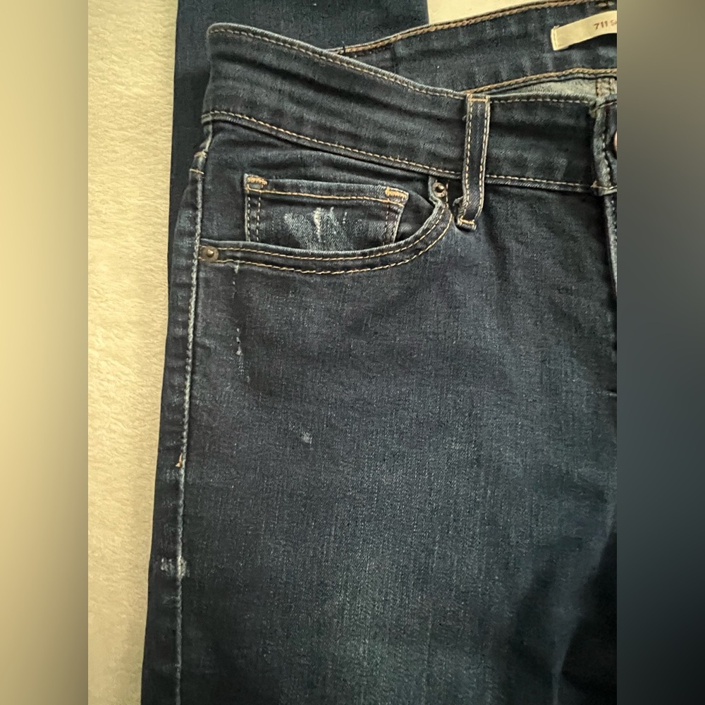 Levi's Blue 711 Skinny Jeans with Modern Stretch Fit, Size 28 - Picture 2 of 11